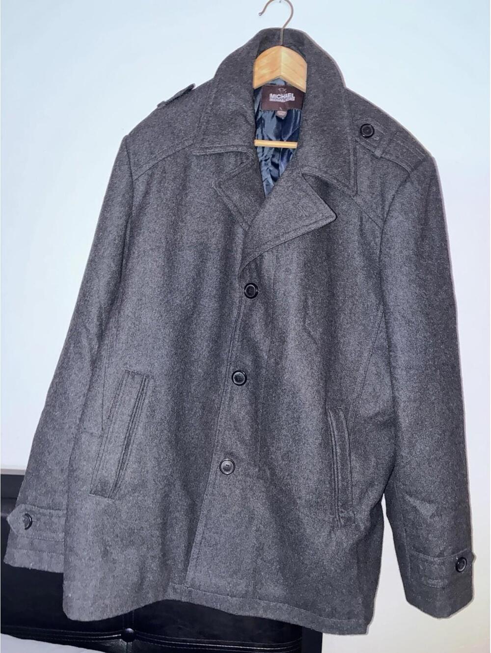 Michael Kors Gray Button Front Mid-Length Pea Coat for Men XL